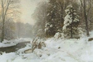 Bachlauf Im Winterwald by Anders Andersen-Lundby