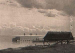 Kystparti Med Badehus by Anders Andersen-Lundby