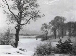 Winterlandschaft Mit Verschneitem Wald by Anders Andersen-Lundby
