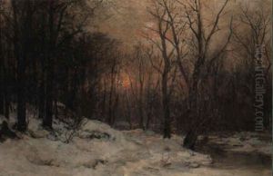 A Woodland Clearing At Sunset by Anders Andersen-Lundby