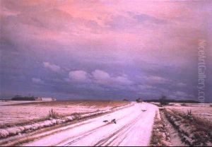 Winter Landscape With Horse And Cart