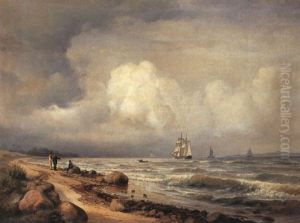 Kystparti Med Sejlskib by Anders Andersen-Lundby