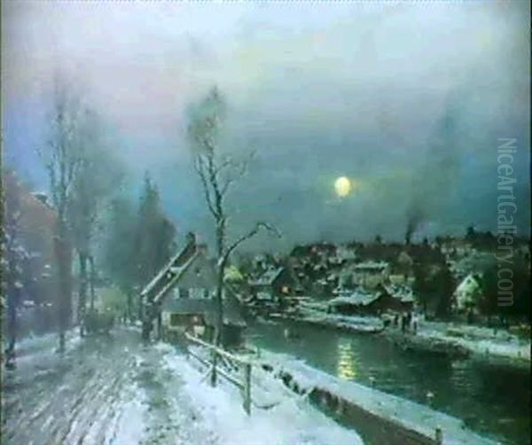 Vinterparti Fra Munchen Med Floden Isar I Manelys - view 1