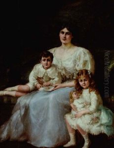 Portrait Of Ada Scott And Her Two Children by Charles Goldsborough Anderson
