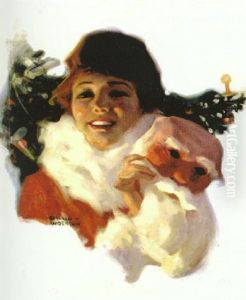 Beautiful Woman Removing Santa Claus Mask by Ronald Lee Anderson
