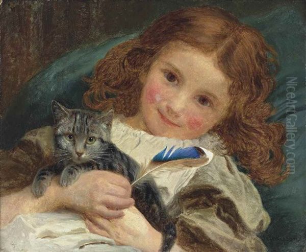 A Little Girl With A Kitten - view 1