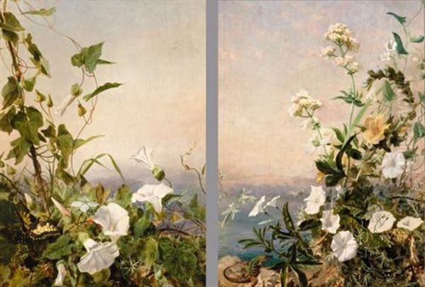 Still Life Of Flowers, Capri (+ Another Similar; Pair) - view 1