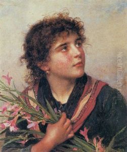 Portrait Of A Girl With Lilies by Sophie Gengembre Anderson