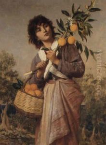 Young Girl With A Basket Of Oranges by Sophie Gengembre Anderson