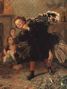 Christmas Time 'here's The Gobbler!' by Sophie Gengembre Anderson