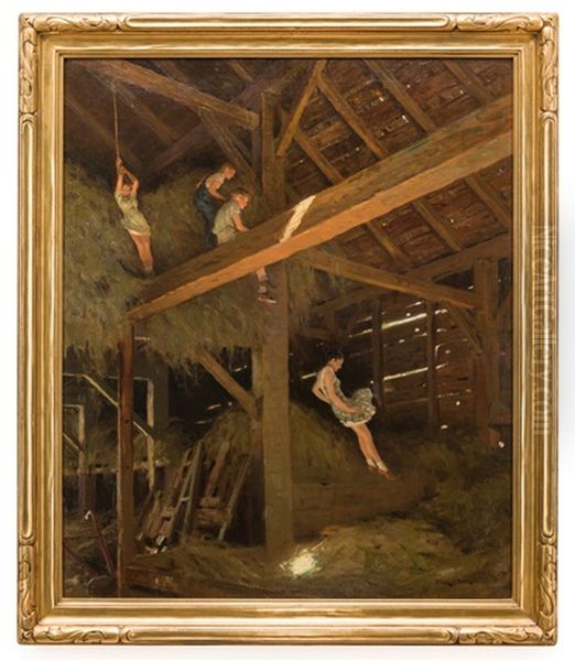 Barn Swallow - Children Playing In Hay Loft - view 1