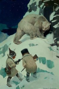 What Was Their Horror To Find That They Both Had Forgotten To Load Their Guns, Tommy Trout's Visit To Santa Clara Story Illustration by Victor Coleman Anderson