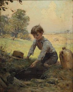 Young Boy Coaxing A Frog by Victor Coleman Anderson