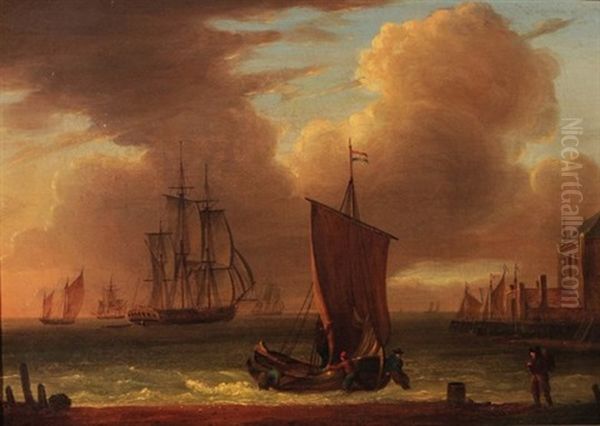 A Dutch Hooker Putting To Sea With An Indiaman And General Shipping Off The Dutch Coast - view 1