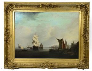 Dutch Sailing Vessels In A Calm Off The Coast