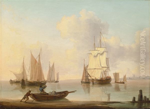 Shipping In A Calm Sea Off The Coast - view 1