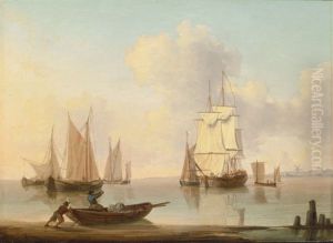 Shipping In A Calm Sea Off The Coast by William Anderson