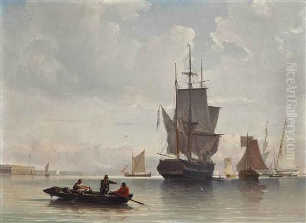A Dutch Merchantman And Other Shipping Drifting In Light Airs - view 1