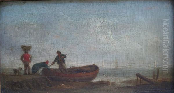 Fisherfolk With Boats On The Shore (+ Another; Pair) - view 1