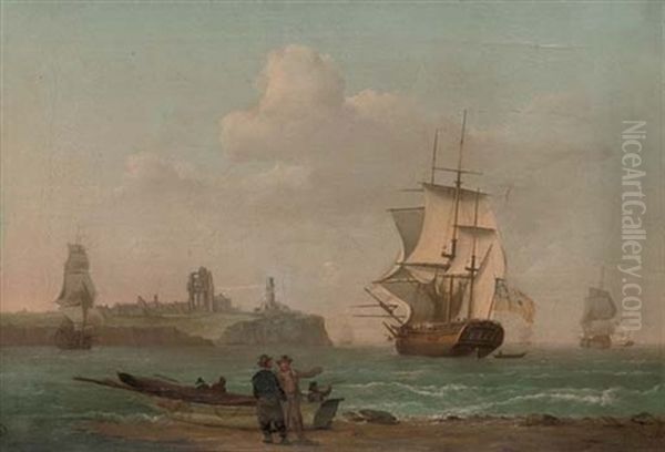 A Merchantman Lowering Her Sails And Running Into Tynemouth - view 1
