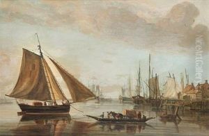 A Horse And Waggon Taking The Ferry