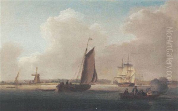 A Three-masted Merchantman Coming Up The Estuary - view 1