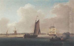 A Three-masted Merchantman Coming Up The Estuary by William Anderson