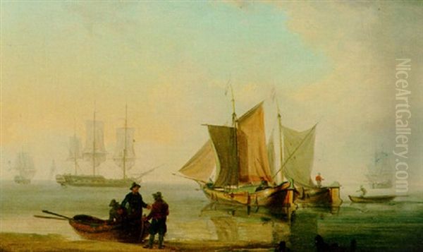 Barges Inshore With Warships Beyond - view 1