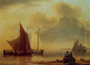 Coastal Scene With Fisherfolk On The Shore Coastal Scene With Fisherfolk On The Shore