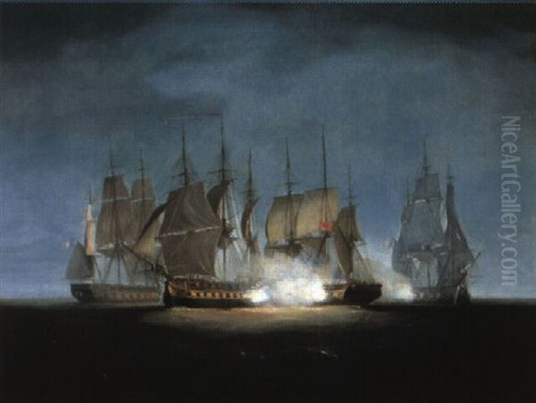 H.m.s. Sibylle Engaging The Forte In The Bay Of Bengal, 1799 - view 1