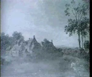 Landscape With Cattle Resting By A Barn by William (Will.) Anderson