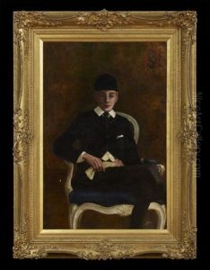 Portrait Of A Young Scholar Seated Beneath An Armorial With The Motto Flectimus Nunquam