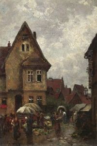 Auf Dem Marktplatz Einer Deutschen Kleinstadt Auf Dem Marktplatz Einer Deutschen Kleinstadt