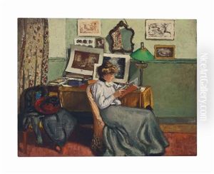 Interieur, Femme Lisant by Albert Andre
