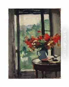 Vase De Fleurs Devant La Fenetre