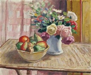 Fleurs Dans Un Vase Et Fruits Fleurs Dans Un Vase Et Fruits