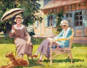 Jeunes Femmes Dans Le Jardin De Laudun by Albert Andre