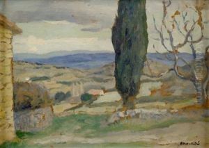 Vue De Bagnols-sur-ceze (+ Esquisse D'un Paysage, Study, Verso) by Albert Andre