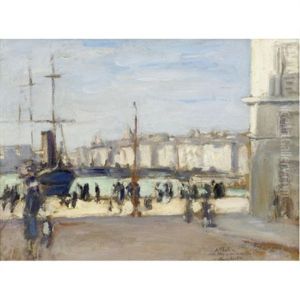 Scene De Port A Marseille And Bouquet De Fleurs (dbl-sided) by Albert Andre