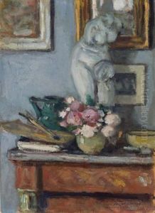 Nature Morte Au Bouquet Et A La Palette (+ La Ferme, Verso)