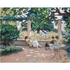 Trois Jeunes Femmes Sur Une Terrasse A Landau by Albert Andre