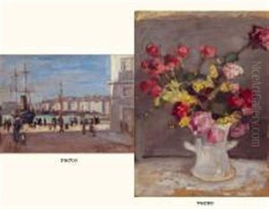 Scene De Port A Marseille (+ Bouquet De Fleurs, Verso) by Albert Andre