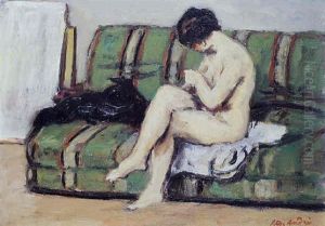 Femme Nue Sur Un Divan Vert