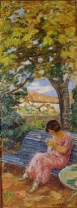 Jeune Femme Assise Sur Un Banc by Albert Andre