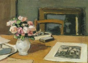 Nature Morte A La Table Aux Livres Et Au Vase De Fleurs Nature Morte A La Table Aux Livres Et Au Vase De Fleurs