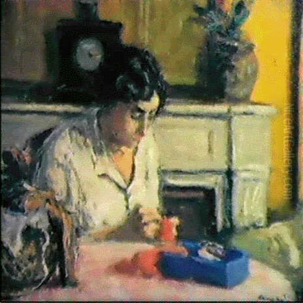 Lady Sewing - view 1