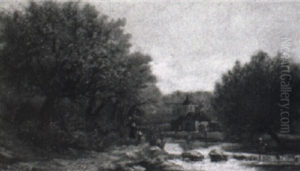 Fluslandschaft Mit Wassermuhle - view 1