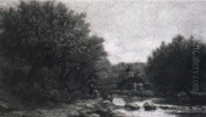 Fluslandschaft Mit Wassermuhle by Charles Hippolyte Andre