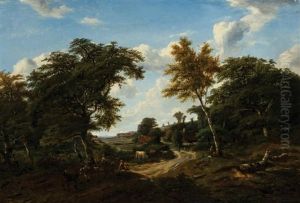 Figures On A Country Road by Jules Andre
