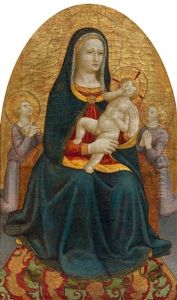 Madonna And Child With Two Angels by  Andrea da Firenze (Giusto Manzini)